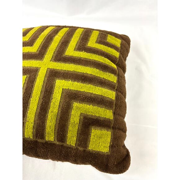 Vintage Yves Saint Laurent Fieldcrest YSL Retro Green Brown Small Pillow - Picture 6 of 10